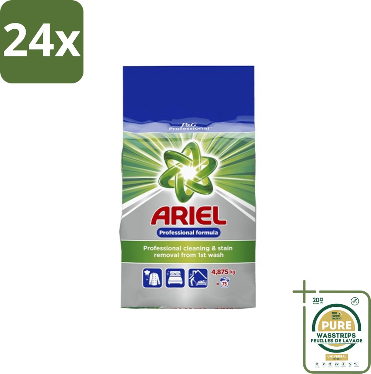 Ariel – Waspoeder Professional – Original – 4,8 kg – 75 wasbeurten - Voordeelverpakking - 24 stuks - Professioneel Wasmiddel - Actilift Waspoeder