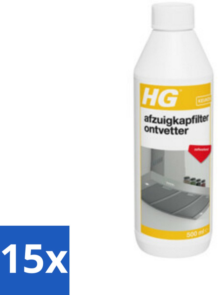 15 x HG Afzuigkapfilter Ontvetter 500 ml - Afzuigkapfilter - Ontvetter - Afzuigkap Reinigen - Vet Verwijderen - Afzuigkap Filter