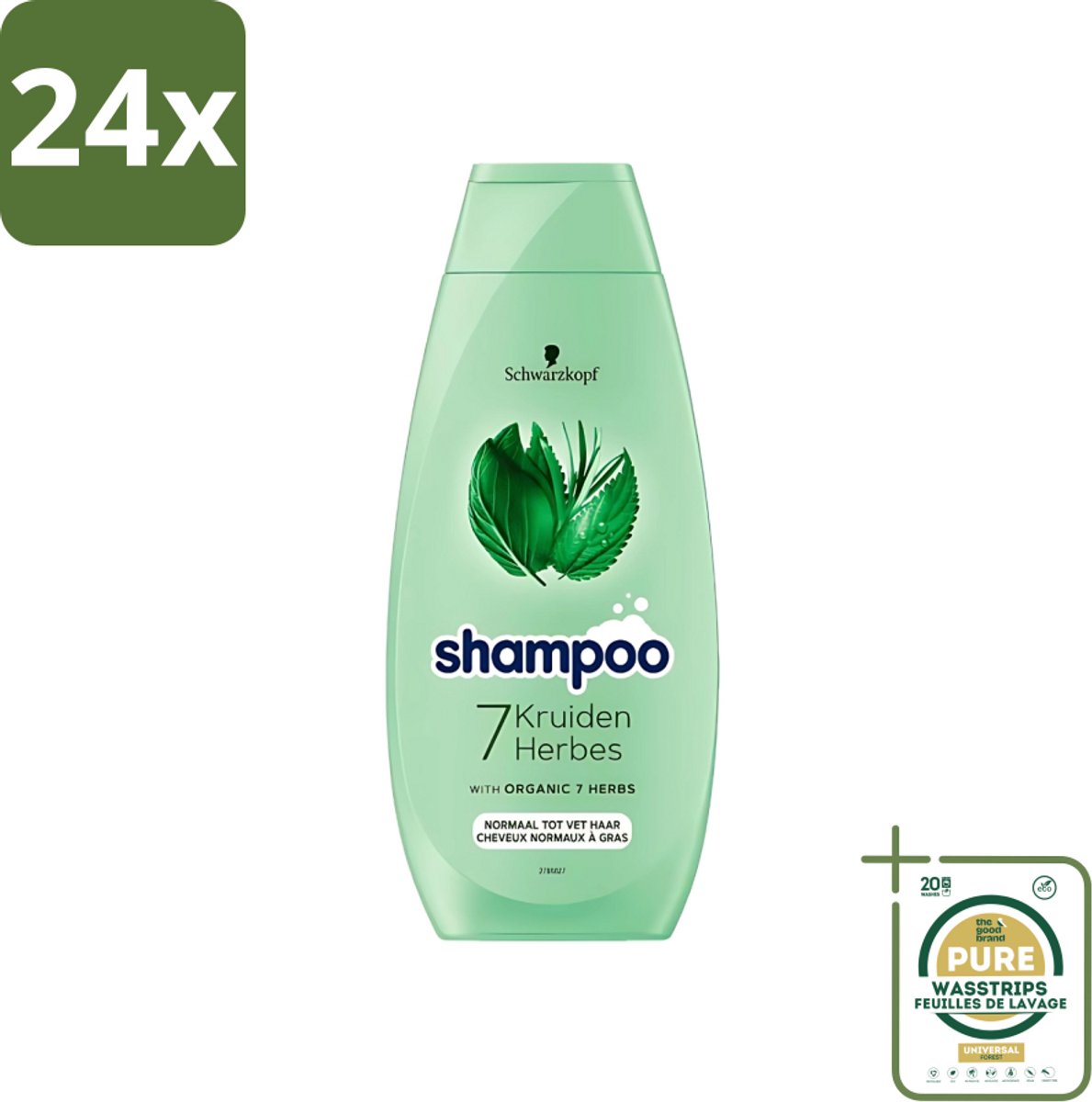 Schwarzkopf - Shampoo - 7 Kruiden - Normaal tot Vet haar - 400 ml - Voordeelverpakking - 24 stuks - Shampoo met kruiden - Vegan shampoo