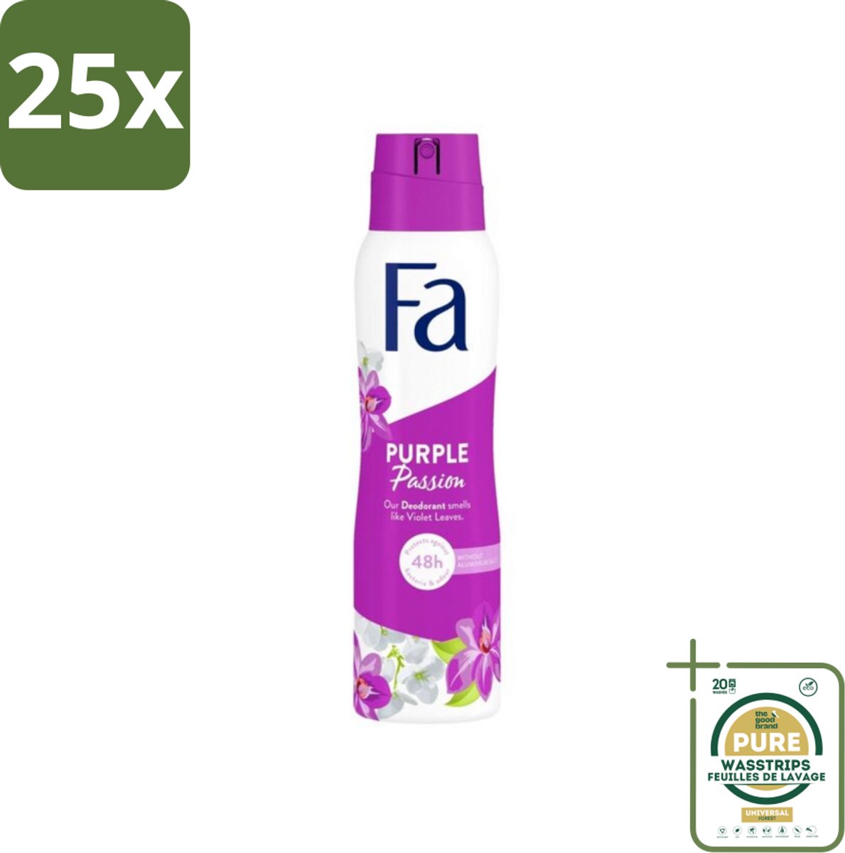 25 x Fa Deodorant Spray Violet Leaves Passion 150 ml - Grootverpakking - Deodorant Spray - Violette Bladeren - Frisheid - Geur - Langdurige Bescherming