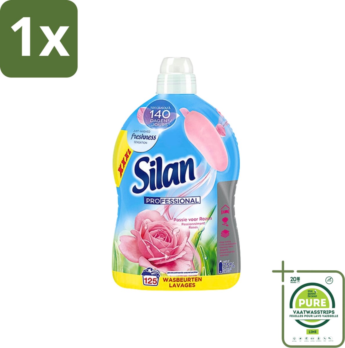 1 x Silan Professional - Wasverzachter - Passie voor Rozen - 125 Wasbeurten - 2.75L - Wasverzachter - Rozengeur - Zachte Kleding - Wasgoed - Geur