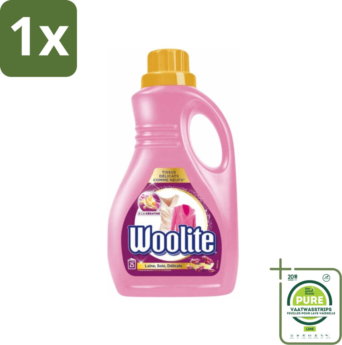 1 x Woolite Delicate - Vloeibaar Wasmiddel - Met Keratine - Wol, Zijde & Fijne Was - 25 Wasbeurten - 1,5L - Wolwasmiddel - Zijdewasmiddel - Delicate Was - Wasmiddel Voor Fijne Stoffen - Wasmiddel Voor Lingerie