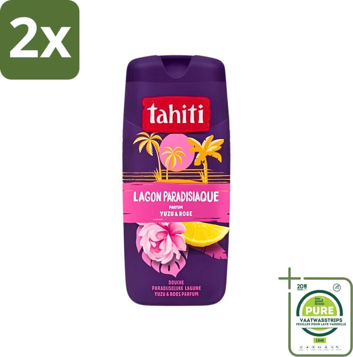 Tahiti - Douchegel - Paradijselijke Lagune - Yuzu & Rose - 315 ml - Voordeelverpakking - 2 stuks - Douchegel - Tahiti