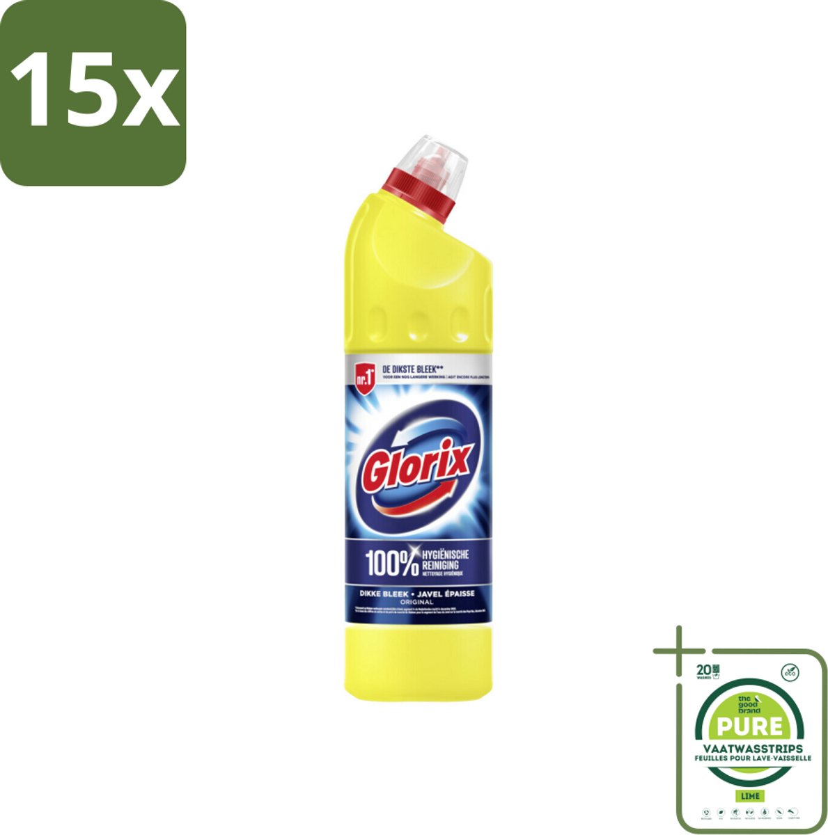 15 x Glorix Original - Toiletreiniger - Dikke Bleek - Intensieve Reiniger - 750 ml - Grootverpakking - Toilet Schoonmaak - Toilet Reiniger - Kalkverwijderaar - Toiletdesinfecterend - Glorix Original
