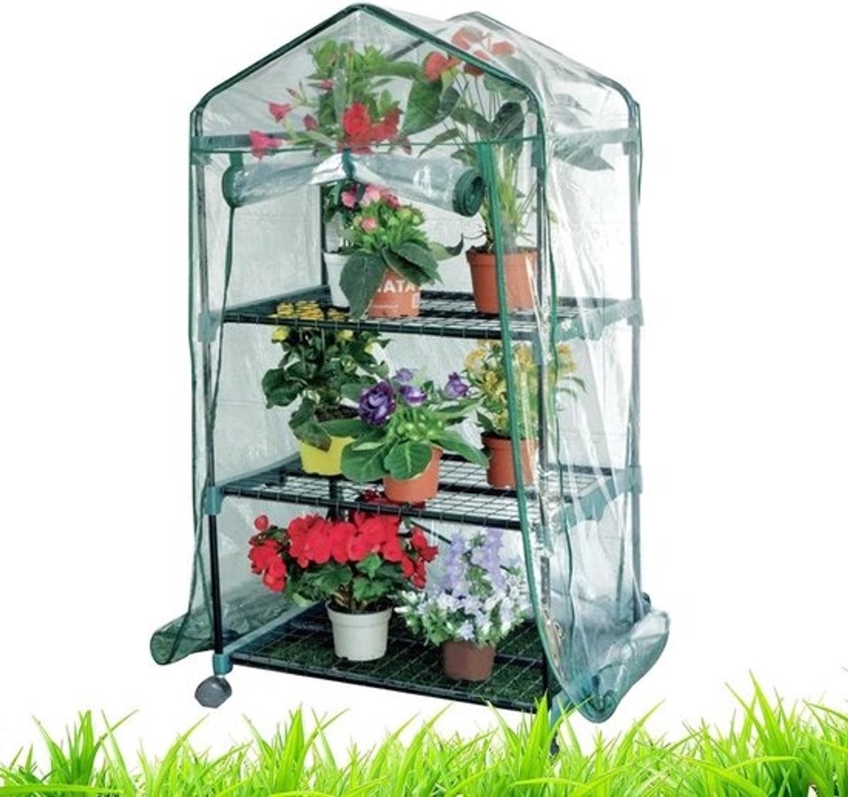 Kleine Broeikas - Tuinkas Kweekkas - Planten Beschermen - Met Vergrendelingswielen - 3 Lagen - Transparant