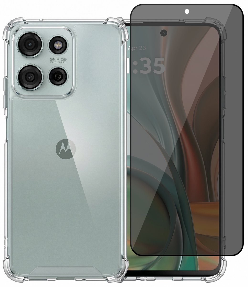 Hoesje geschikt voor Motorola Moto G75 – CrystalClear Back Cover – Schokbestendig – Privacy Screenprotector Full Cover