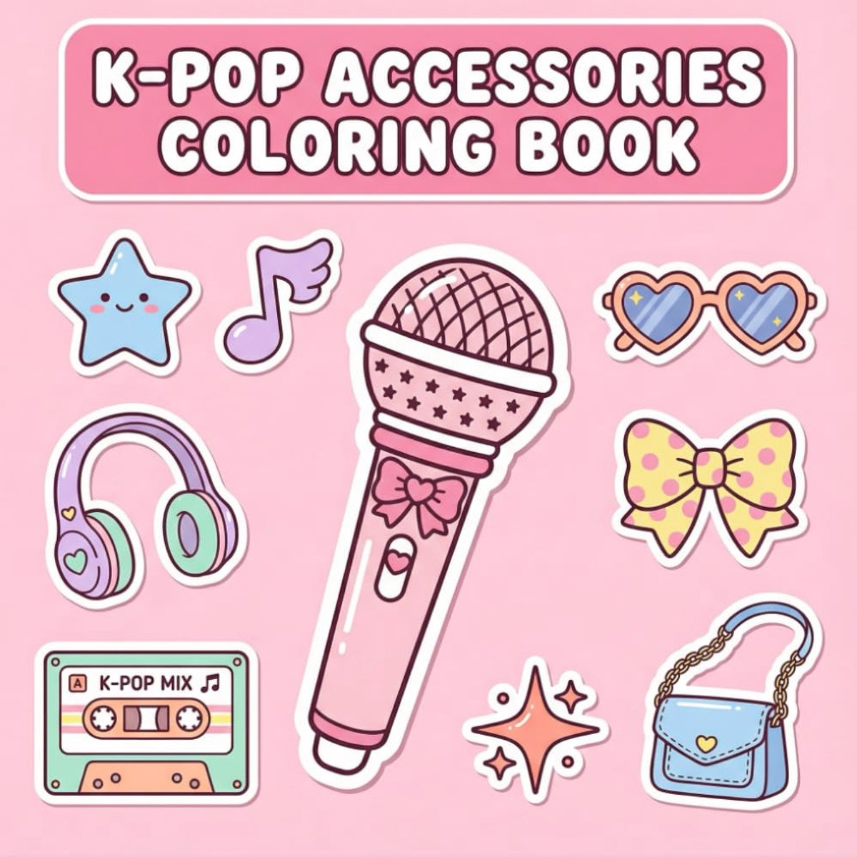 K-Pop Accessories Coloring Book for Kids & Teens: Super Cute, Bold & Easy Coloring Pages with Music, Fashion & Fun - ShopVlot
