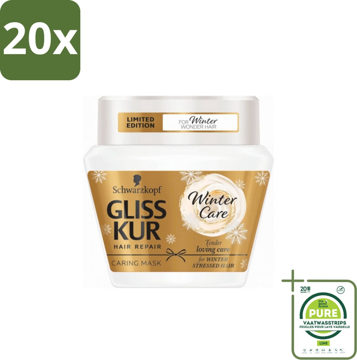 20 x Schwarzkopf - Gliss Kur - Haarverzorging - Winterherstel - 300 g - Grootverpakking - Haar Masker Winter - Haarverzorging Winter - Beschadigd Haar - Droge Haar - Haarmasker Gliss Kur