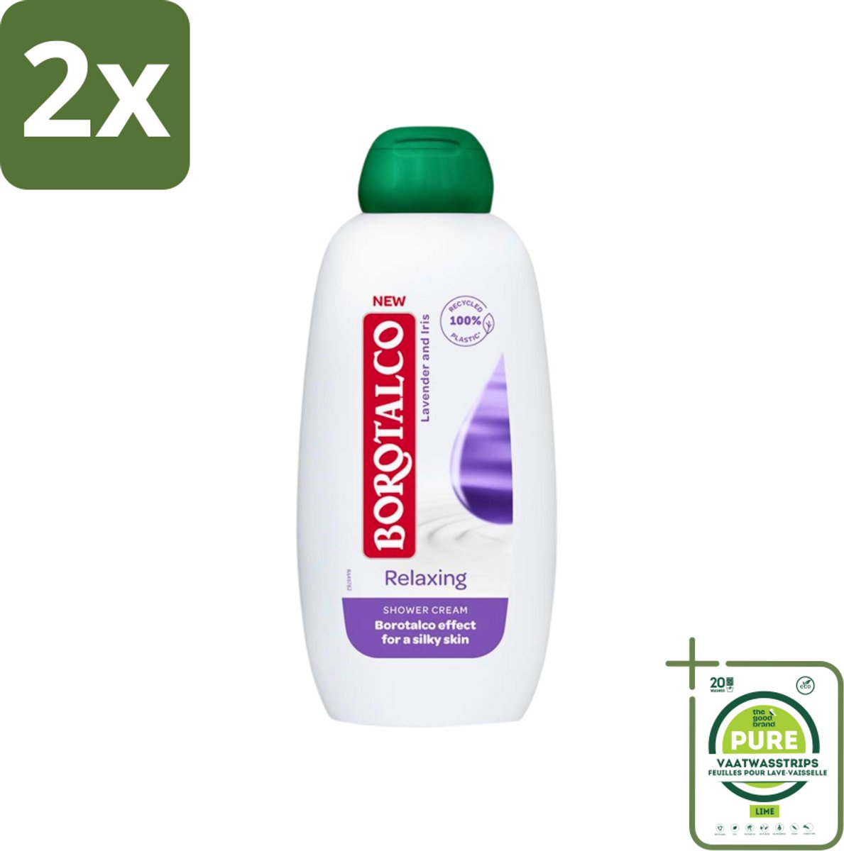 Borotalco - Douchegel - Relaxing - Lavender & Iris - 250 ml - Voordeelverpakking - 2 stuks - Douchegel - Lavendel