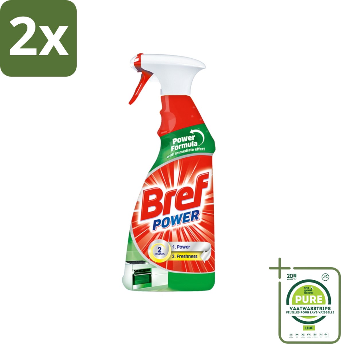Bref Power - Keukenreiniger - Spray - Ontvetter - 750 ml - Voordeelverpakking - 2 stuks - Keukenreiniger - Ontvetter