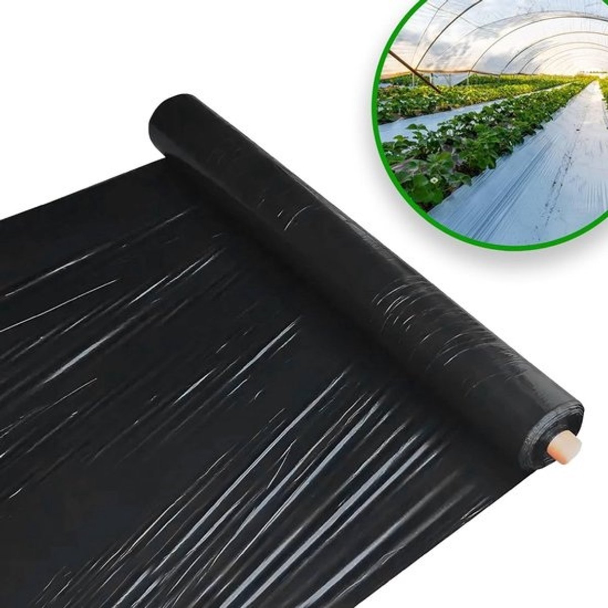 Mulchvlies Zonder Gat - Onkruiddoek Worteldoek - Onkruid Voorkomen - Elastisch Weefsel - 80 cm x 100 m - Zwart