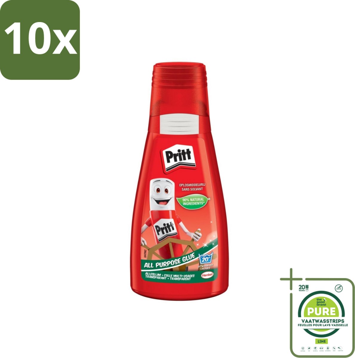 10 x Pritt - Alleslijm - Uitwasbaar - 90% Natuurlijke Ingrediënten - 100g - Grootverpakking - Lijm - Alleslijm - Pritt - Lijm Voor Papier - Lijm Voor Karton