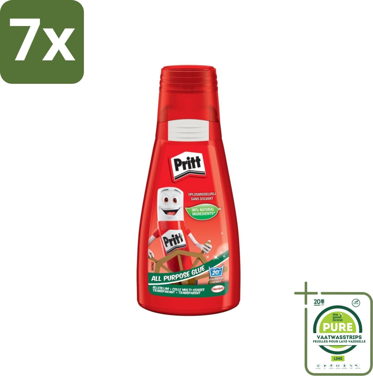 7 x Pritt - Alleslijm - Uitwasbaar - 90% Natuurlijke Ingrediënten - 100g - Grootverpakking - Lijm - Alleslijm - Pritt - Lijm Voor Papier - Lijm Voor Karton