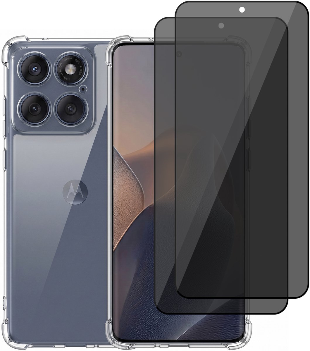 Hoesje geschikt voor Motorola Moto Edge 60 / 60 Fusion – CrystalClear Back Cover – Schokbestendig – 2 Stuks Privacy Screenprotector Full Cover