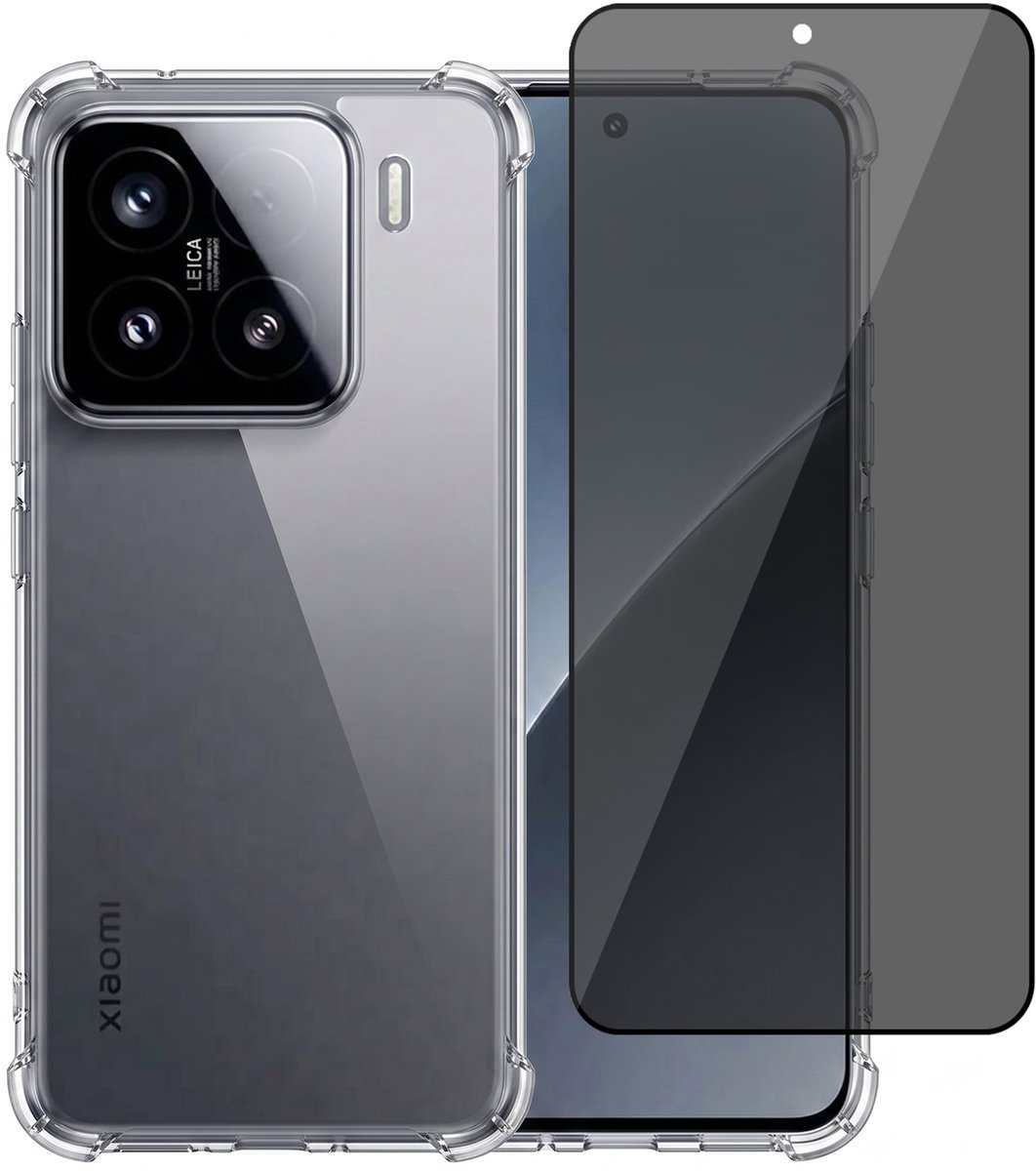 Hoesje geschikt voor Xiaomi 15 5G – CrystalClear Back Cover – Schokbestendig – Privacy Screenprotector Full Cover