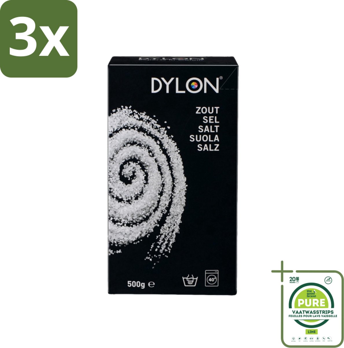 3 x Dylon - Zout - Voor Handwas Textielverf - Optimale Kleurresultaten - 500g - Grootverpakking - Dylon Zout - Textielverf - Handwas Verf - Kleurvastheid - Kleurintensiteit