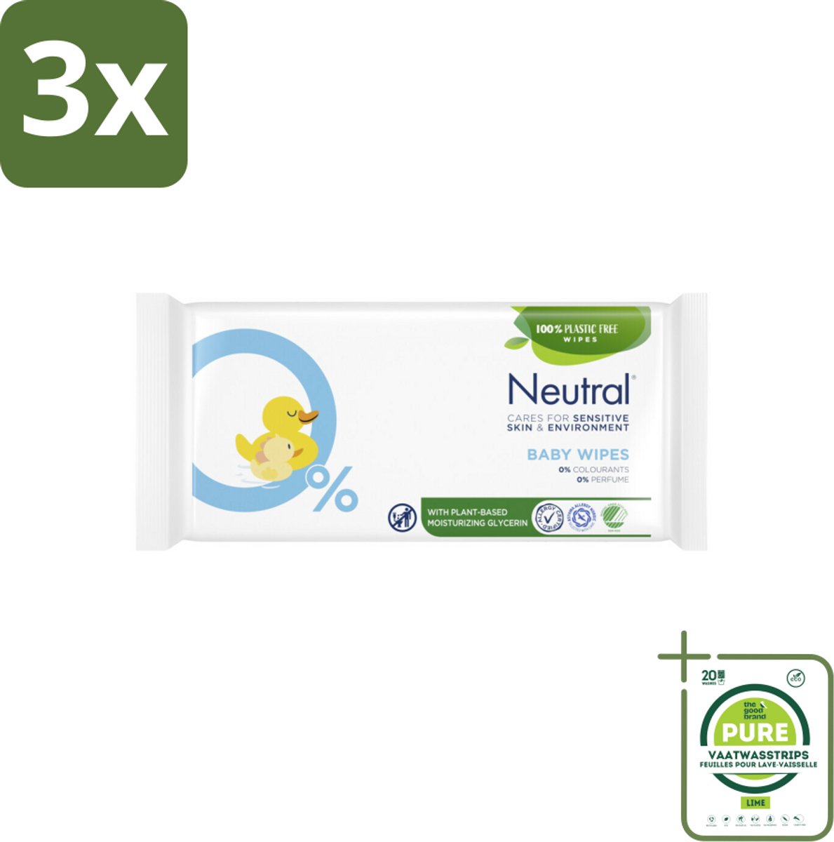 3 x Neutral Billendoekjes 52 doekjes - Grootverpakking - Baby Billendoekjes - Zachte Billendoekjes - Hypoallergene Billendoekjes - Babyhuid - Babyverzorging