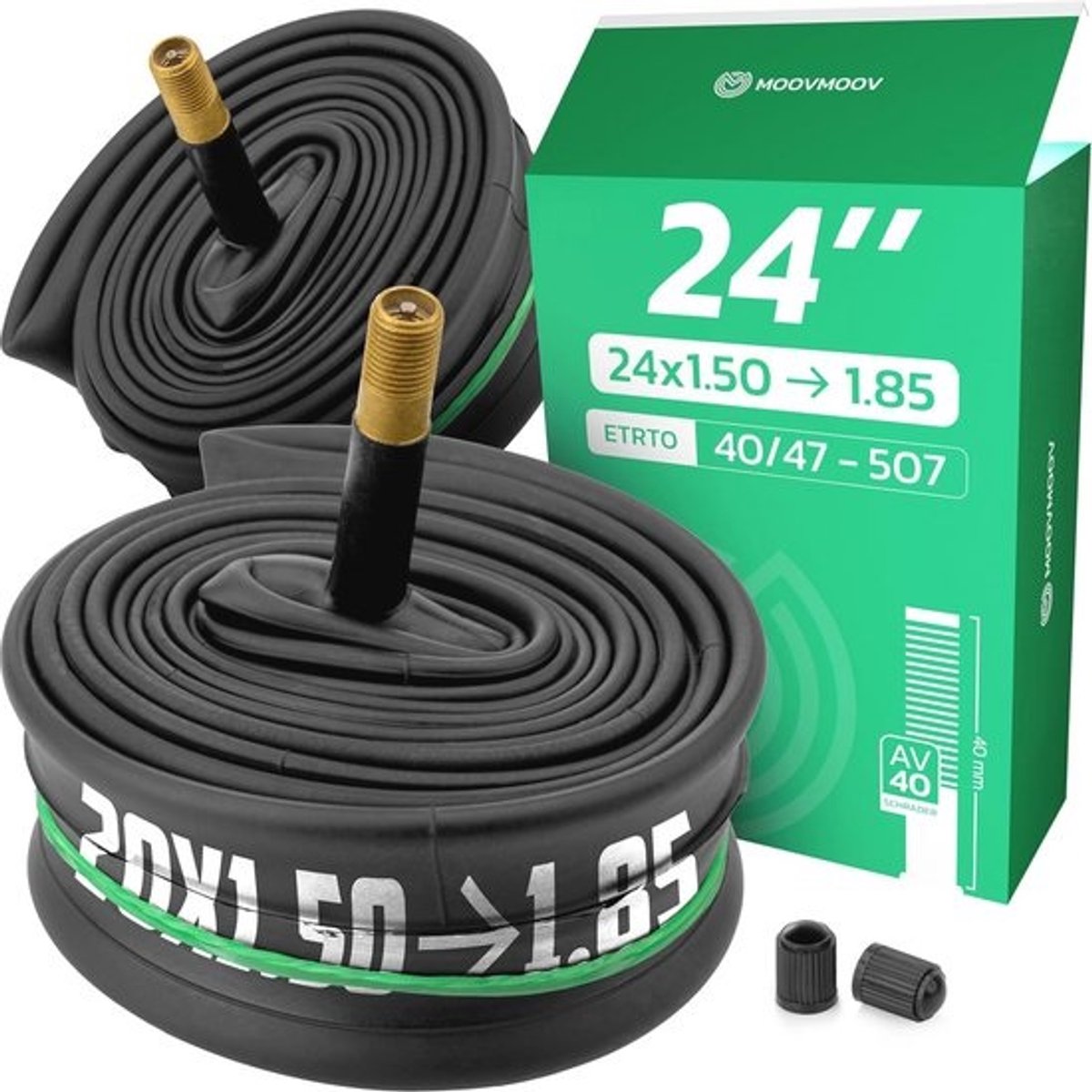 Binnenband 24 Inch voor Fietsbanden - Geschikt voor 24x1.50, 24x1.60, 24x1.75, 24x1.80, 24x1.85 - Set van 2