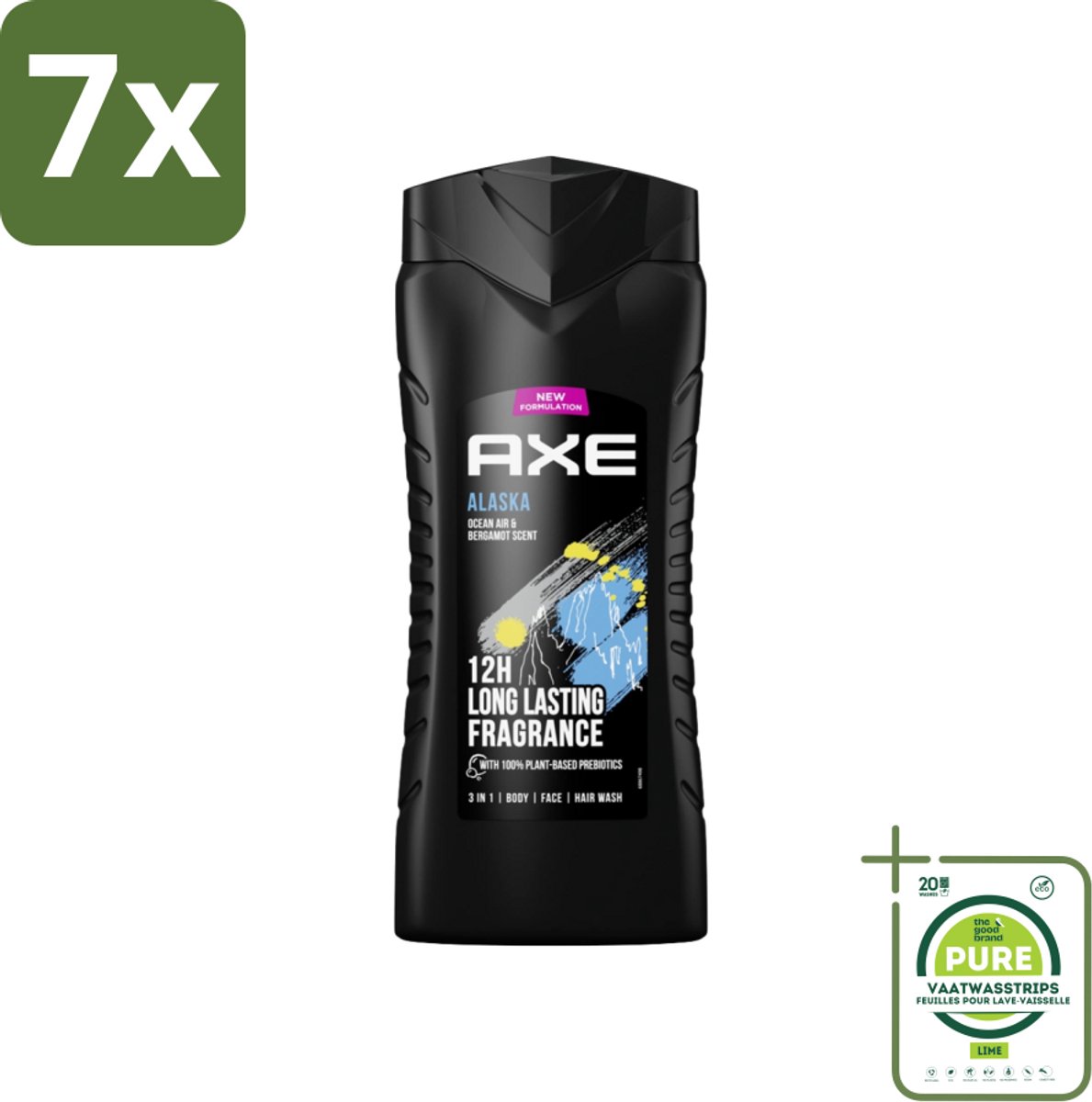 7 x Axe XL - 3-in-1 Douchegel - Alaska - Ocean Air & Bergamot - 12hrs Long Lasting Scent - 400 ml - Grootverpakking - Douchegel - Axe Alaska - Oceaanlucht - Bergamot - 3-in-1