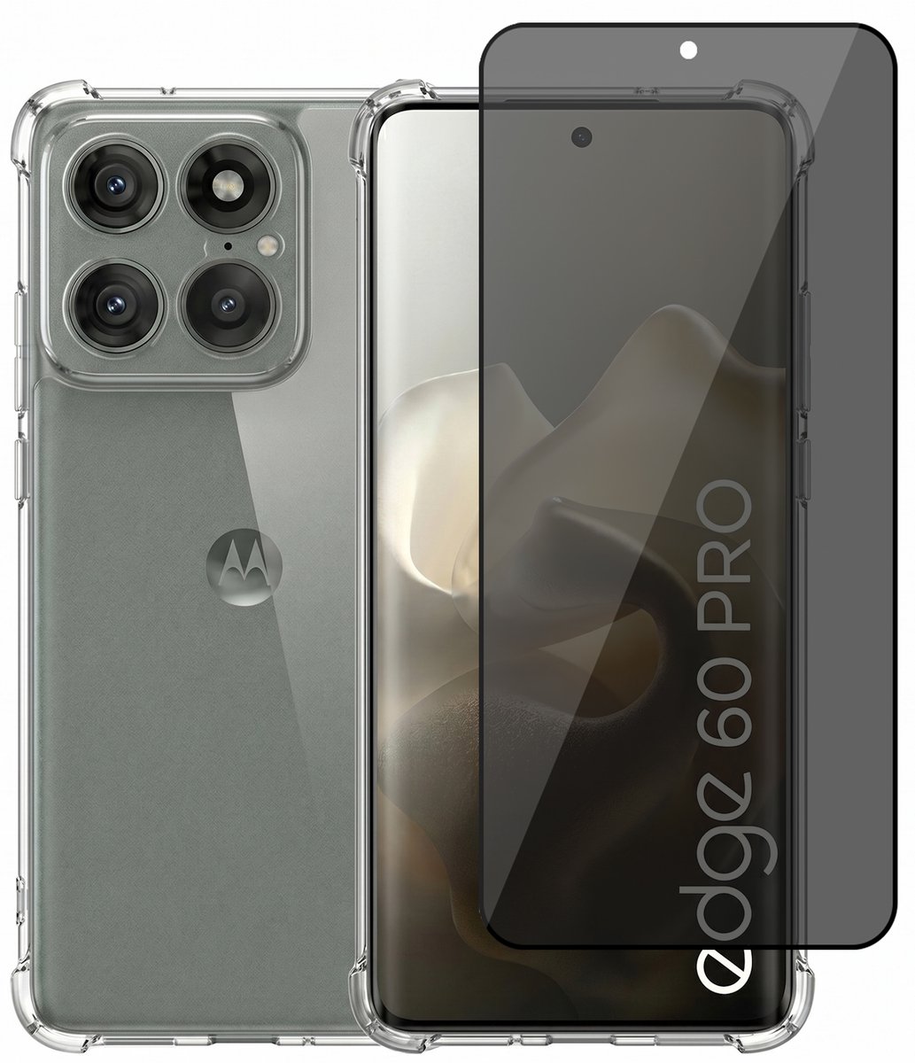 Hoesje geschikt voor Motorola Moto Edge 60 Pro – CrystalClear Back Cover – Schokbestendig – Privacy Screenprotector Full Cover