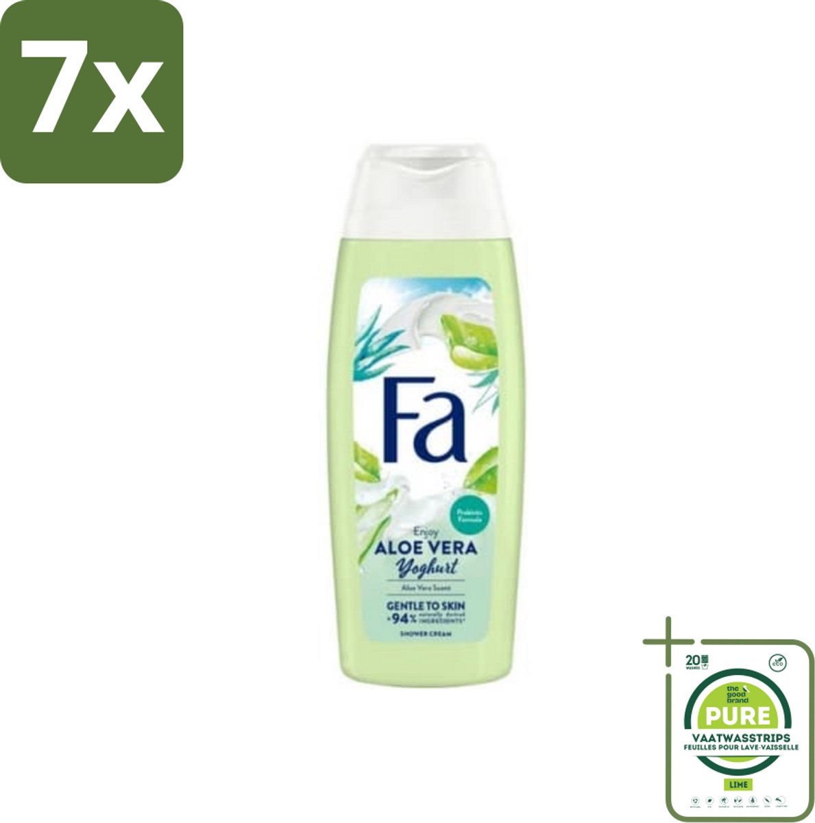 7 x Fa - Douchegel - Yoghurt & Aloe Vera - 250 ml - Grootverpakking - Douchegel - Yoghurt - Aloe Vera - Verzorgende Douchegel - Hydraterende Douchegel