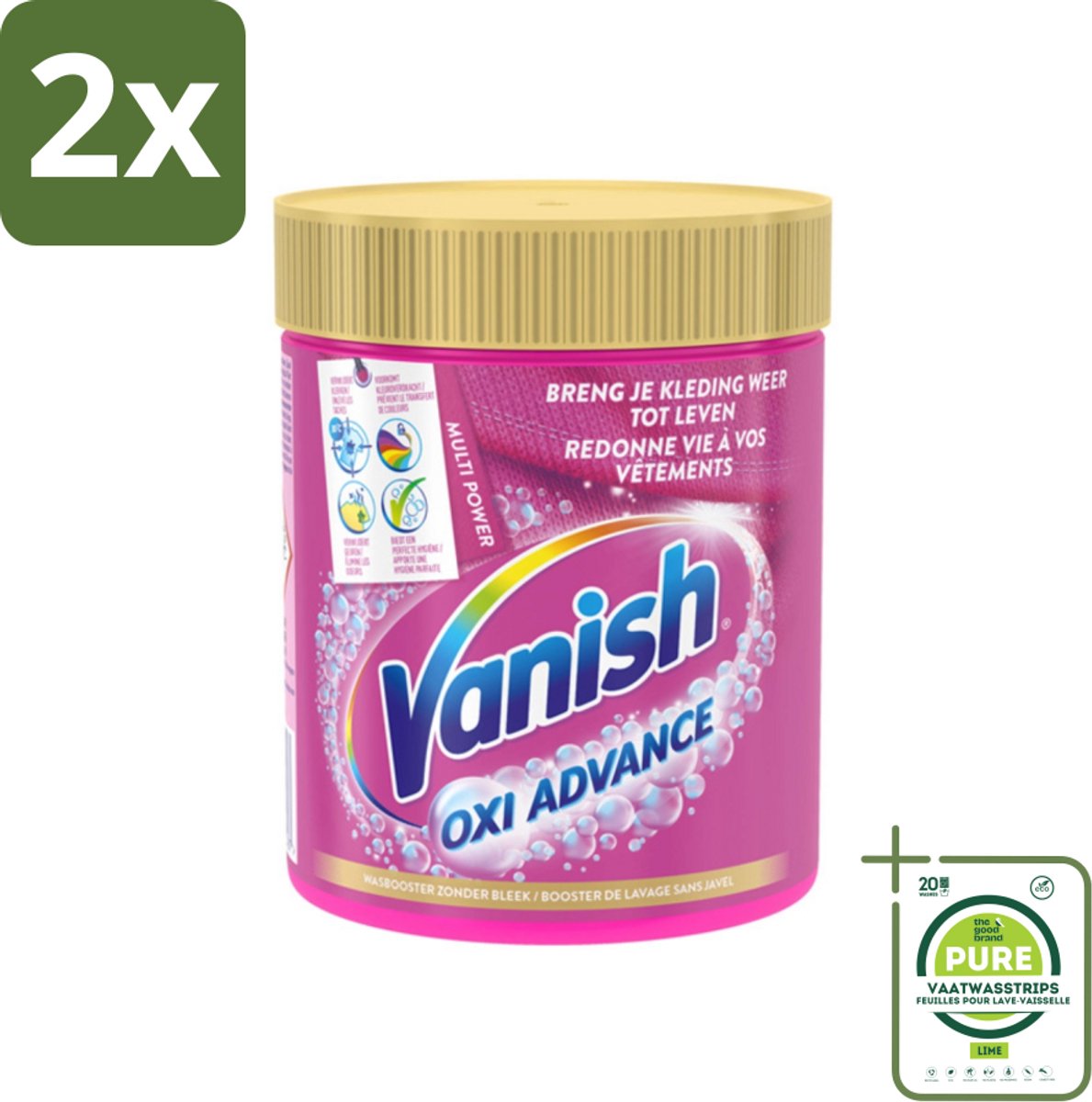 Vanish Oxi Advance - Vlekkenverwijderaar Poeder - Zonder Bleek - Gekleurde Was - 470 Gram - Voordeelverpakking - 2 stuks - Vlekkenverwijderaar - Waspoeder
