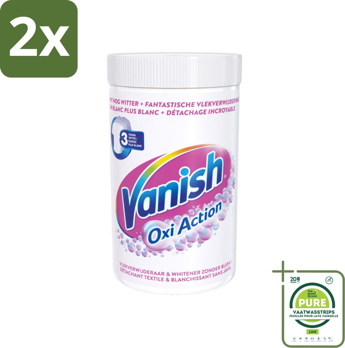 Vanish Oxi Action - Vlekkenverwijderaar Poeder - Zonder Bleek - Witte Was - 1.5 Kg - Voordeelverpakking - 2 stuks - Vlekkenverwijderaar - Waspoeder