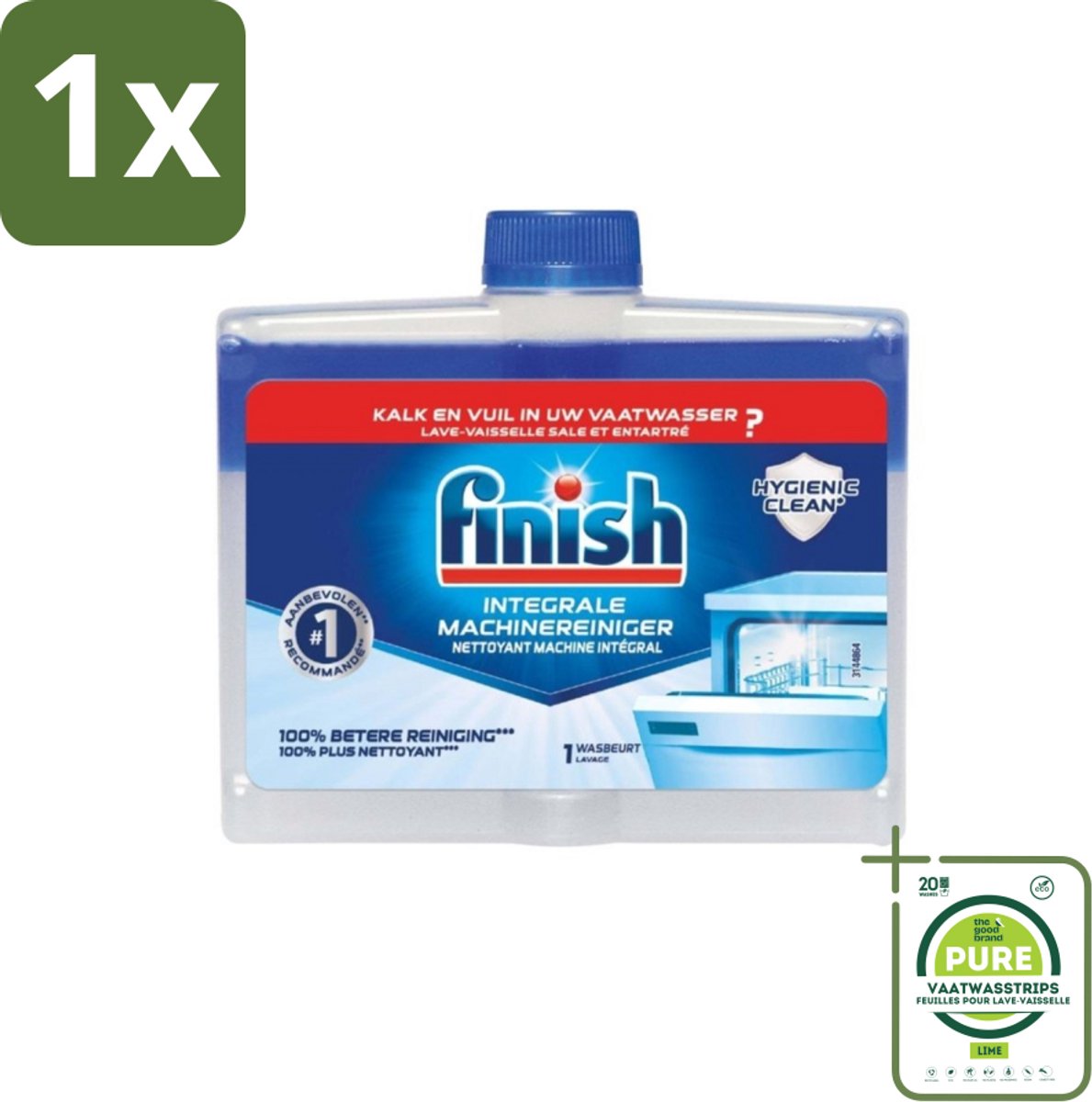 1 x Finish - Integrale Machinereiniger - Hygienic Clean - Anti-Kalk & Anti-Vuil - 250ml - Vaatwasserreiniger - Vaatwasseronderhoud - Anti-kalk - Vaatwasser Schoonmaken - Kalk Verwijderen