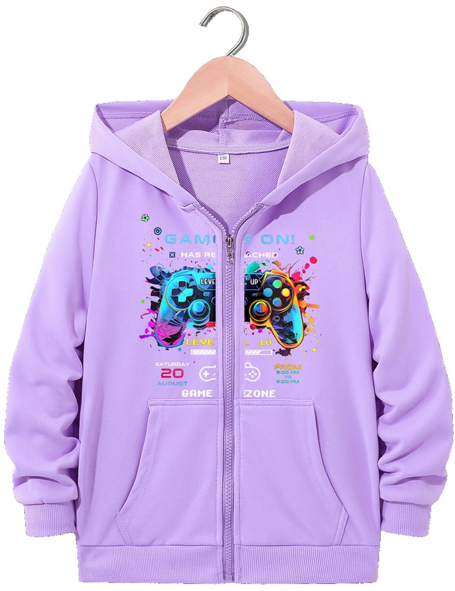 Currero Vest Jongens Met Rits Sweater Jongen Cardigan Gebreid Sweaters Hoodie Warme Trui Lange Mouw 9-10 Jaar Paars