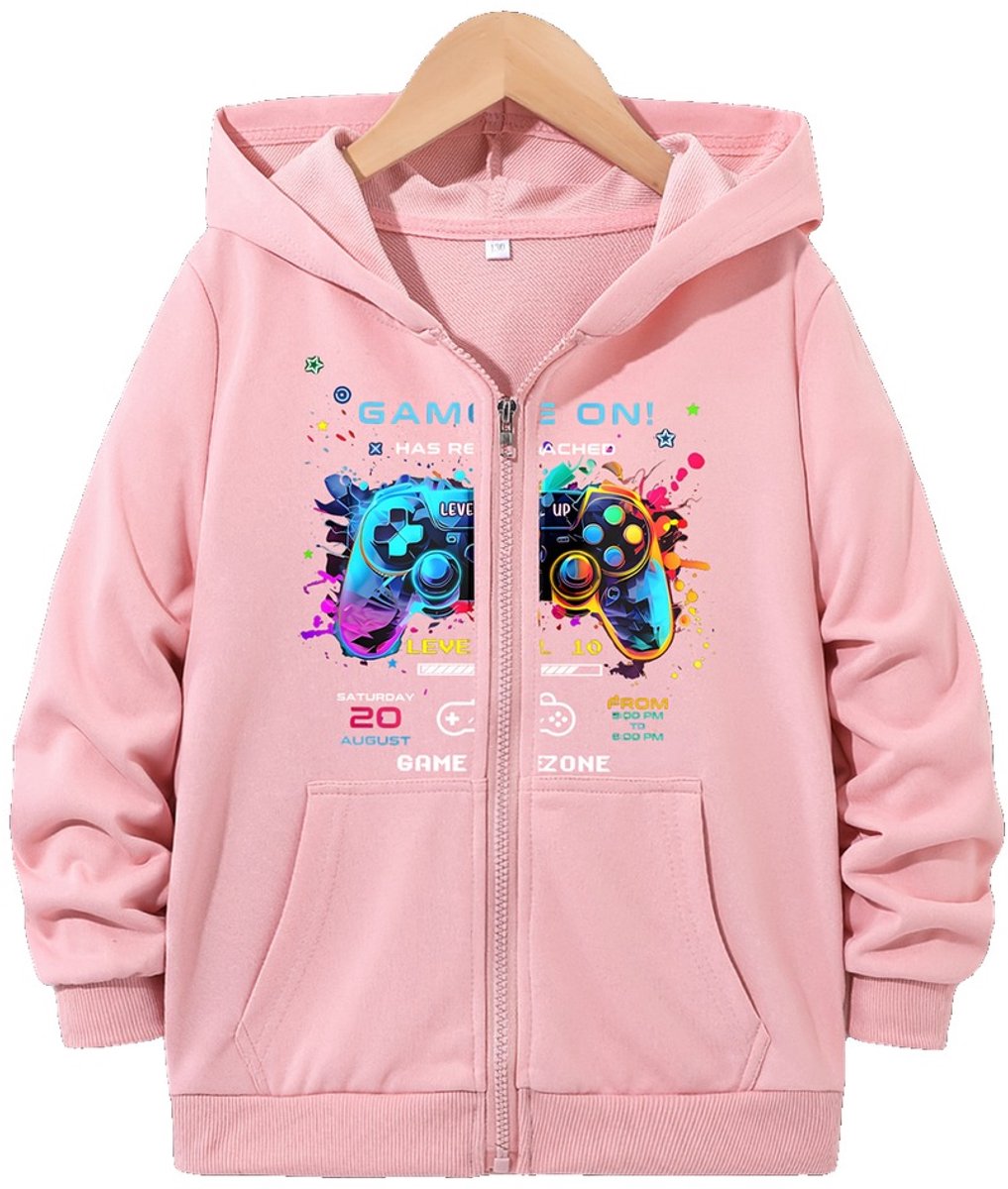 Currero Vest Jongens Met Rits Sweater Jongen Cardigan Gebreid Sweaters Hoodie Warme Trui Lange Mouw 9-10 Jaar Roze