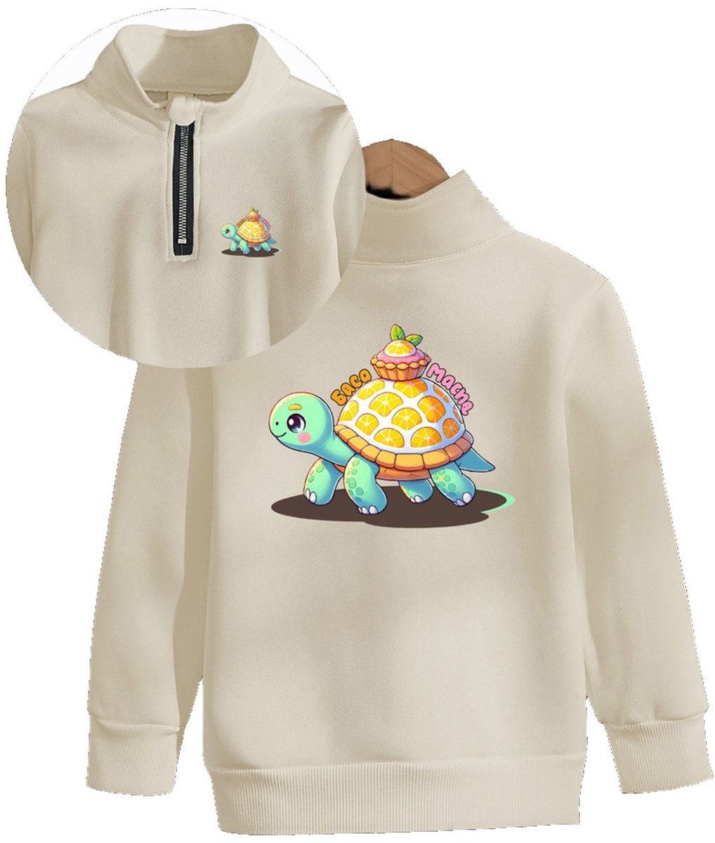 Currero Quarter Zip Jongens Sweater Met Rits Jumper Quarterzip Hoodie Jongen Warme Trui Vest Lang Coltrui 11 Jaar Beige