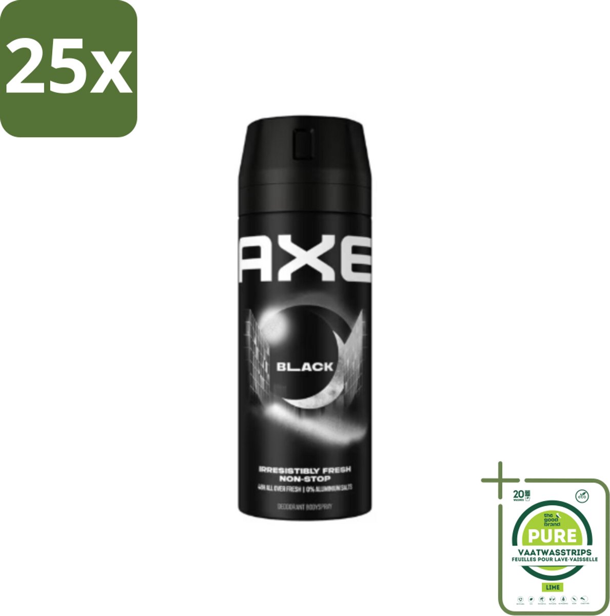 25 x Axe - Deodorant Bodyspray - 48hrs Fresh - Black - Frozen Pear & Cedarwoord - 150 ml - Grootverpakking - Axe Deodorant - Deodorant Spray - 48 Uur Bescherming - Bevroren Peer Geur - Cedarwood Geur