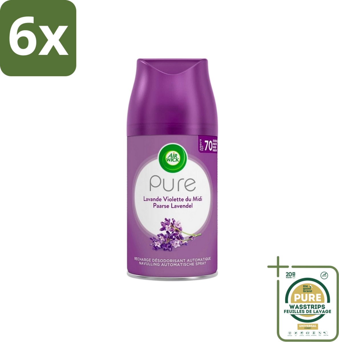 Air Wick Freshmatic - Luchtverfrisser Navulling - Pure Fresh Lavendel - 250ml - Voordeelverpakking - 6 stuks - Air Wick Freshmatic - Geurverspreider
