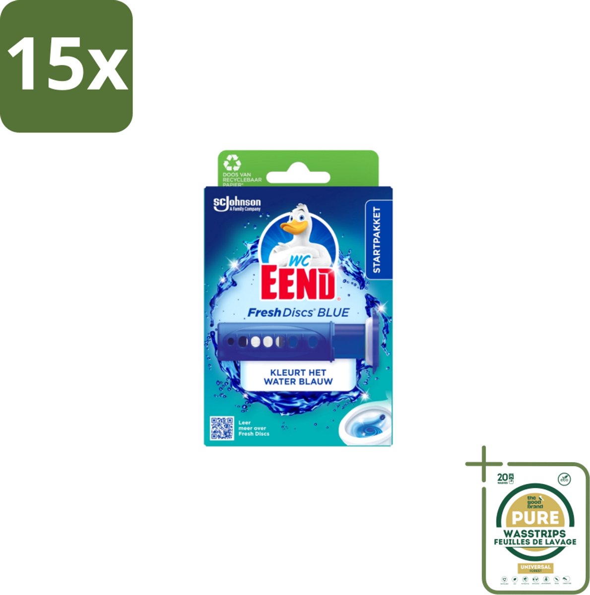 15 x WC Eend – Fresh Discs – Houder + Navulling – Coloring Blue – 36 ml - Grootverpakking - Koffiezetapparaat