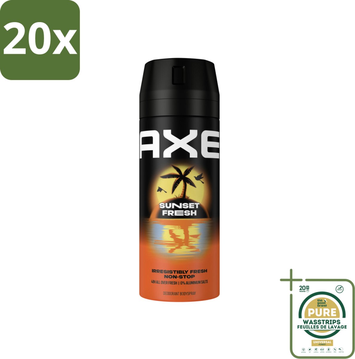 20 x Axe – Deodorant – Sunset Fresh – 150 ml - Grootverpakking - Axe Sunset Fresh Bodyspray - Frisse Bodyspray - Zink-zap Technologie - Anti-geur - Citrusgeur