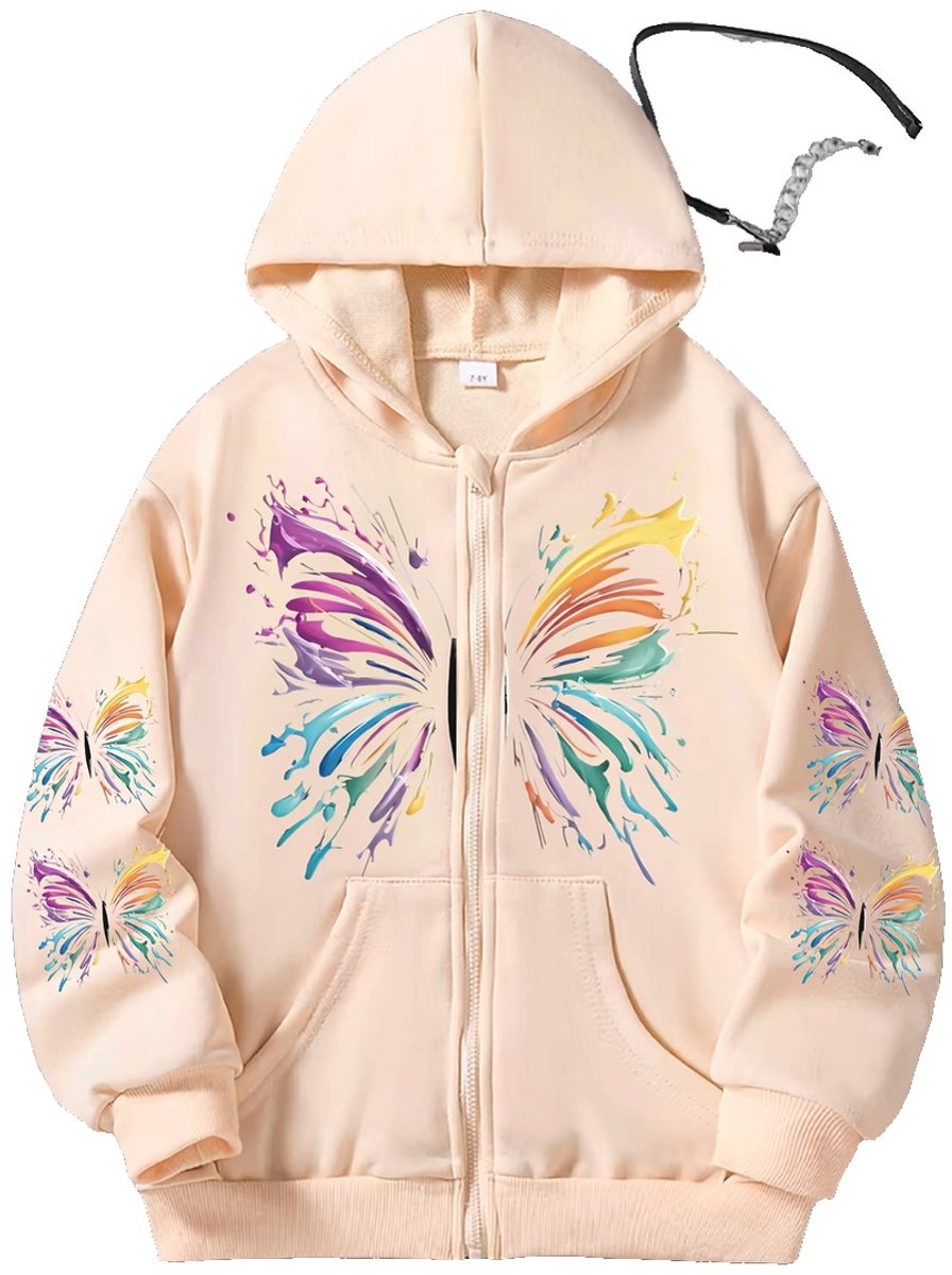 Currero Vest Meisjes Met Rits Sweater Meisje Cardigan Gebreid Sweaters Hoodie Warme Trui Lange Mouw 4-5 Jaar Beige