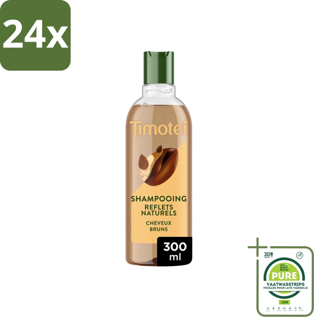 Timotei - Shampoo - Intens Bruin - 300 ml - Voordeelverpakking - 24 stuks - Bruin haar shampoo - Henna shampoo