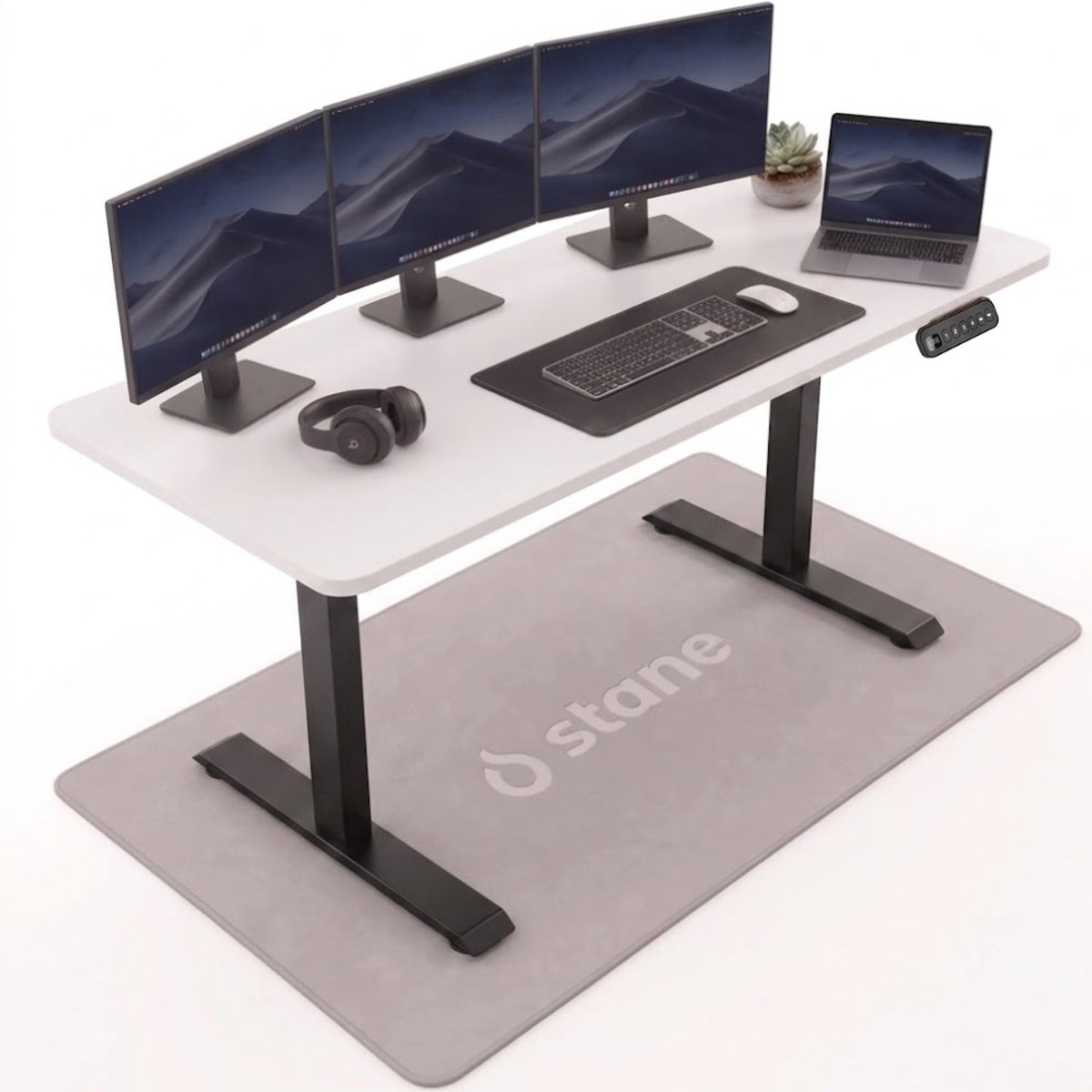 Stane Zit Sta Bureau Elektrisch Verstelbaar - Kabelgoot - 160 x 80 cm - Wit Blad, Zwart Frame