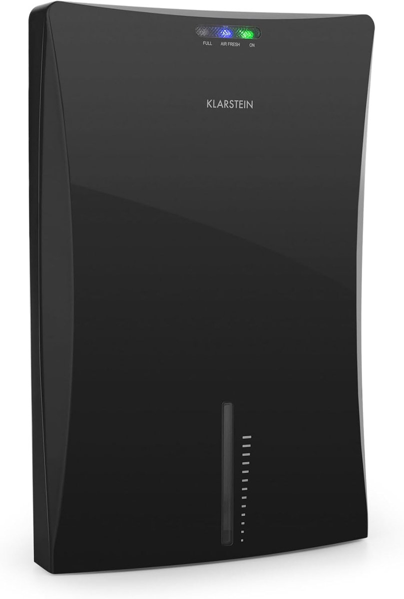 Luchtontvochtiger - 700 ml/dag ruimteontvochtiger, Dehumidifier met 70 W opgenomen vermogen, 2 L watertank, automatische uitschakeling, Bedrijfs-LEDs, stil, gitzwart