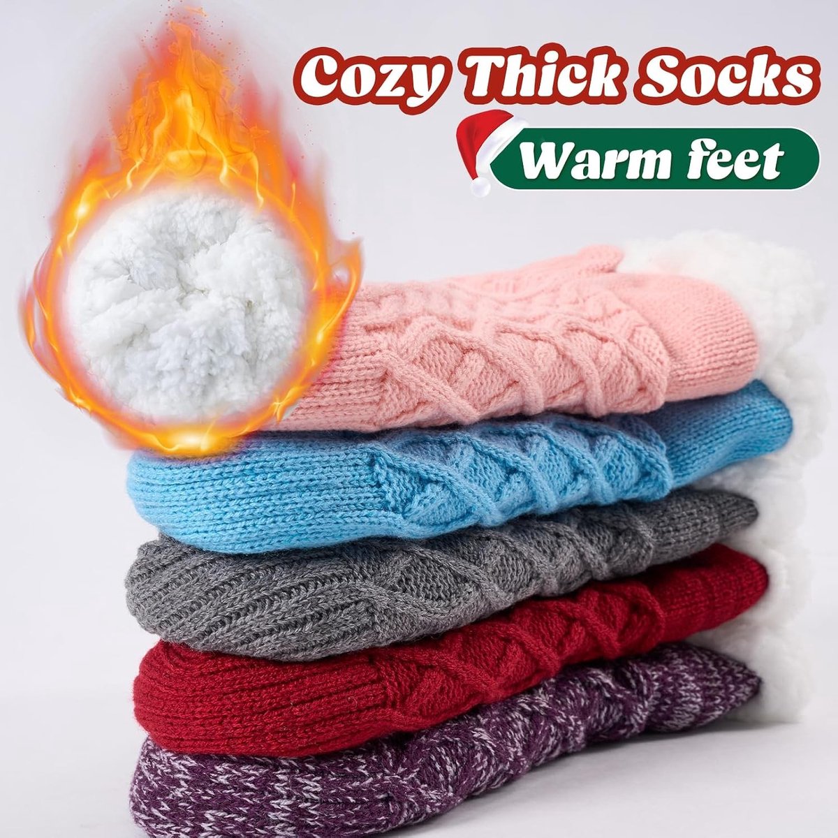 Verwarmde sokken - Donkergrijs - Wollen Pluizige Slofsokken met Antislip - Voor Dames en Heren