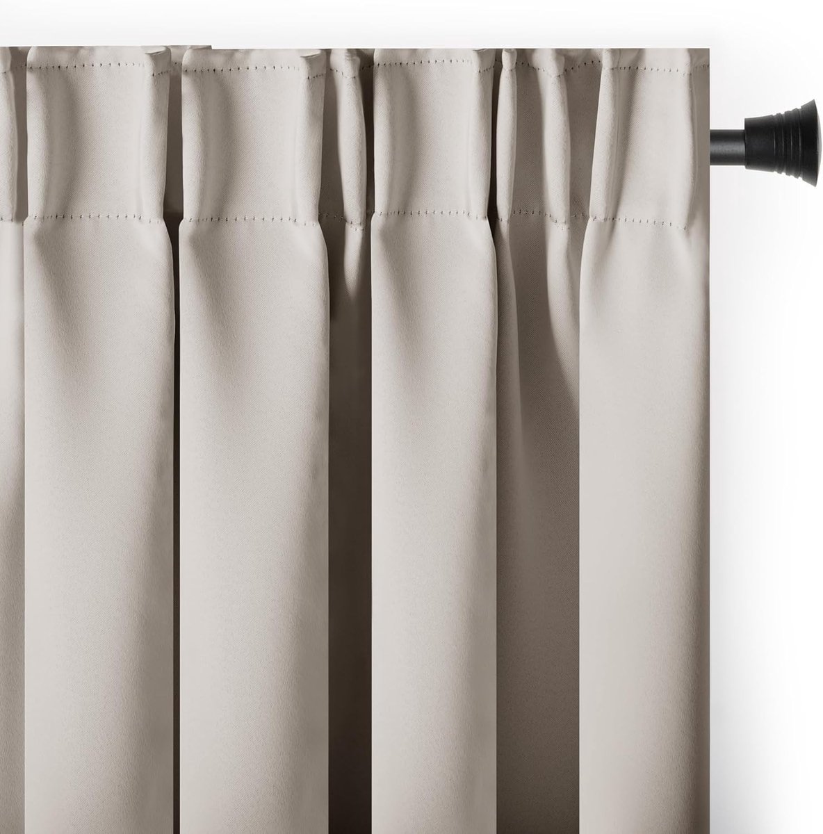 Verduisteringsgordijn - Lichtbeige - 140 x 245 cm - Polyester met Plooiband - Voor Raamdecoratie