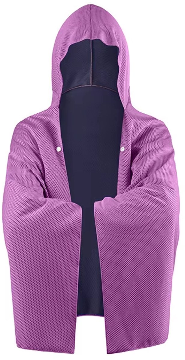 Badhanddoek met Capuchon – Koelende en Superabsorberende Oversized Handdoek, 4-in-1 Strandhanddoek voor Zwembad, Zwemmen en Reizen - Paars