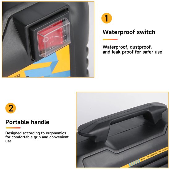 NextNovaDeals Hogedrukreiniger - 220V - Draagbare Autowasser - Met Schuimpot - Voor Vloer Meubels Tuin En Irrigatie - Waterdichte Schakelaar — afbeelding 3
