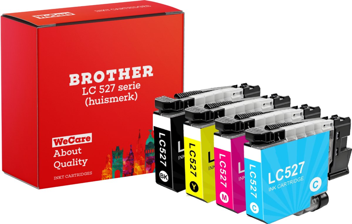 4-pack | Inktcartridges Geschikt voor Brother LC-527 | Multipack van 4 stuks Geschikt voor Brother MFC-J4350DW - J4550DW - J6960DW - J6977DW