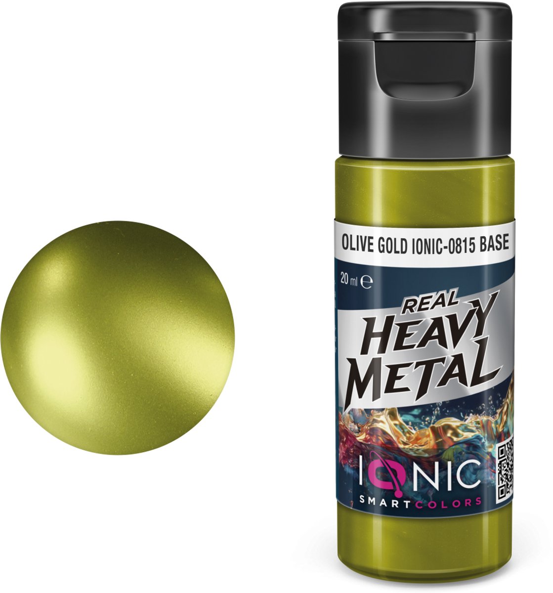 AMMO by Mig Jimenez Hobbyverf Acrylverf - MIG IO0815 Ionic Smart Colors - Real Heavy Metal - Olijfgoud - Base - Metallic Acryl - 20ml Verf potje - 20 ml