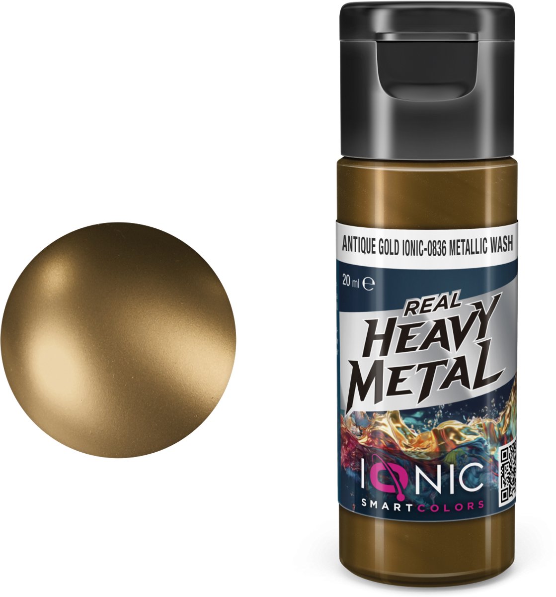 AMMO by Mig Jimenez Hobbyverf Acrylverf - MIG IO0836 Ionic Smart Colors - Real Heavy Metal - Antiek Goud - Metallic Wash - Metallic Acryl - 20ml Verf potje - 20 ml