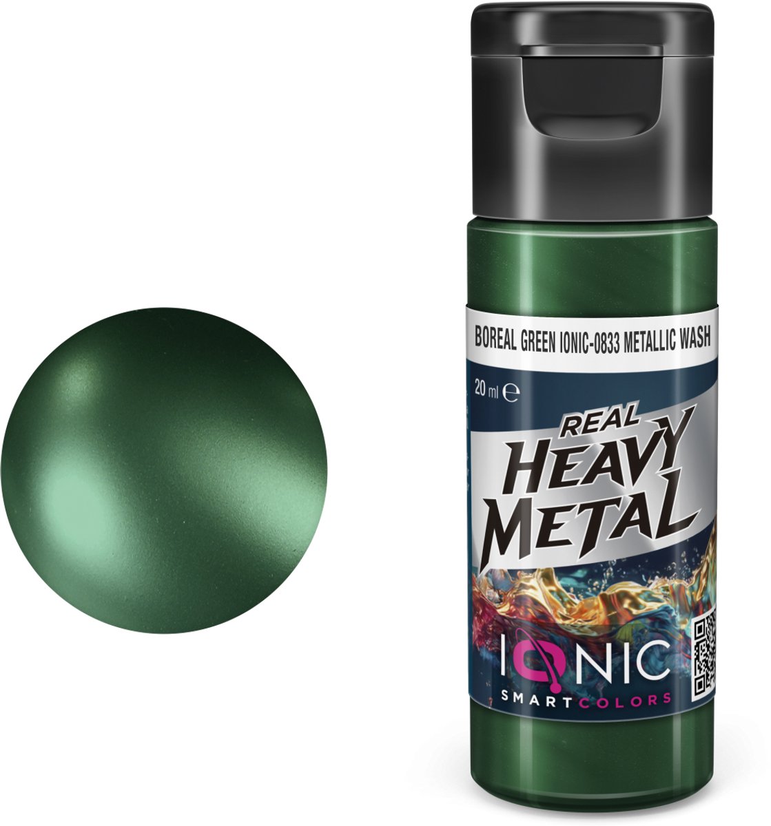AMMO by Mig Jimenez Hobbyverf Acrylverf - MIG IO0833 Ionic Smart Colors - Real Heavy Metal - Noorderlicht Groen - Metallic Wash - Metallic Acryl - 20ml Verf potje - 20 ml