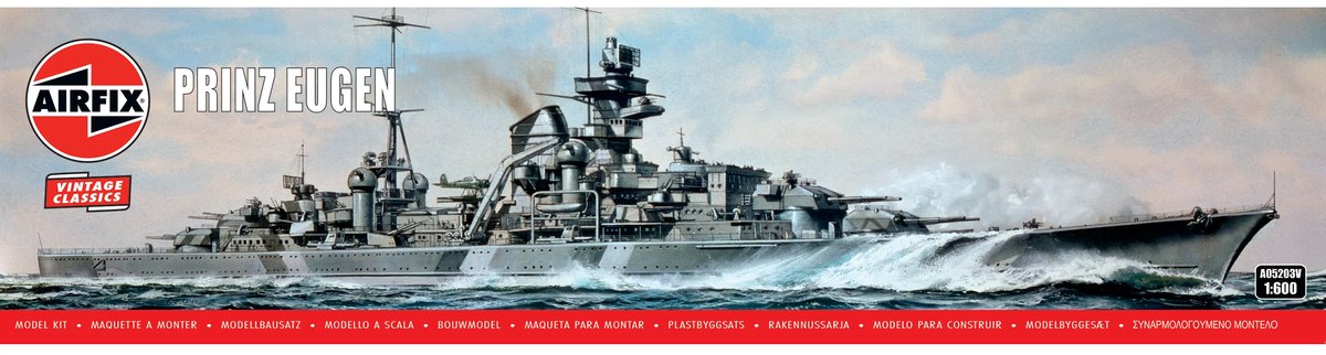 Airfix Modelbouwpakket Militaire voertuigen - 05203V Prinz Eugen WWII - Duitse Zware Kruiser Plastic - 1:600 - Modelbouw