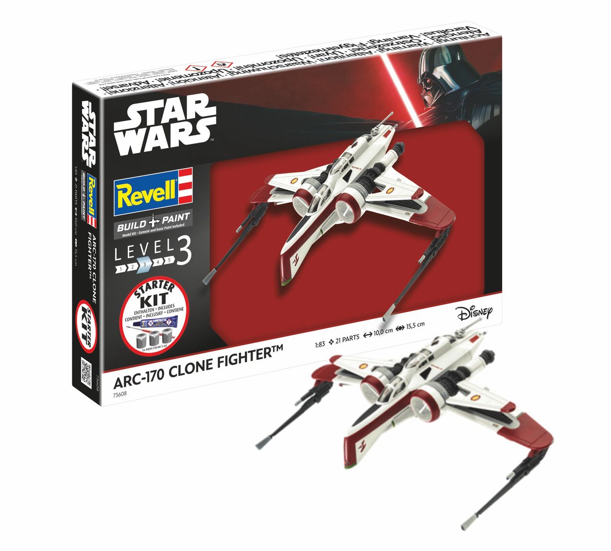Revell Modelbouwpakket Ruimtevaart - 73608 ARC-170 Fighter - Star Wars - Starter Kit Plastic - 1:83 - Modelbouw