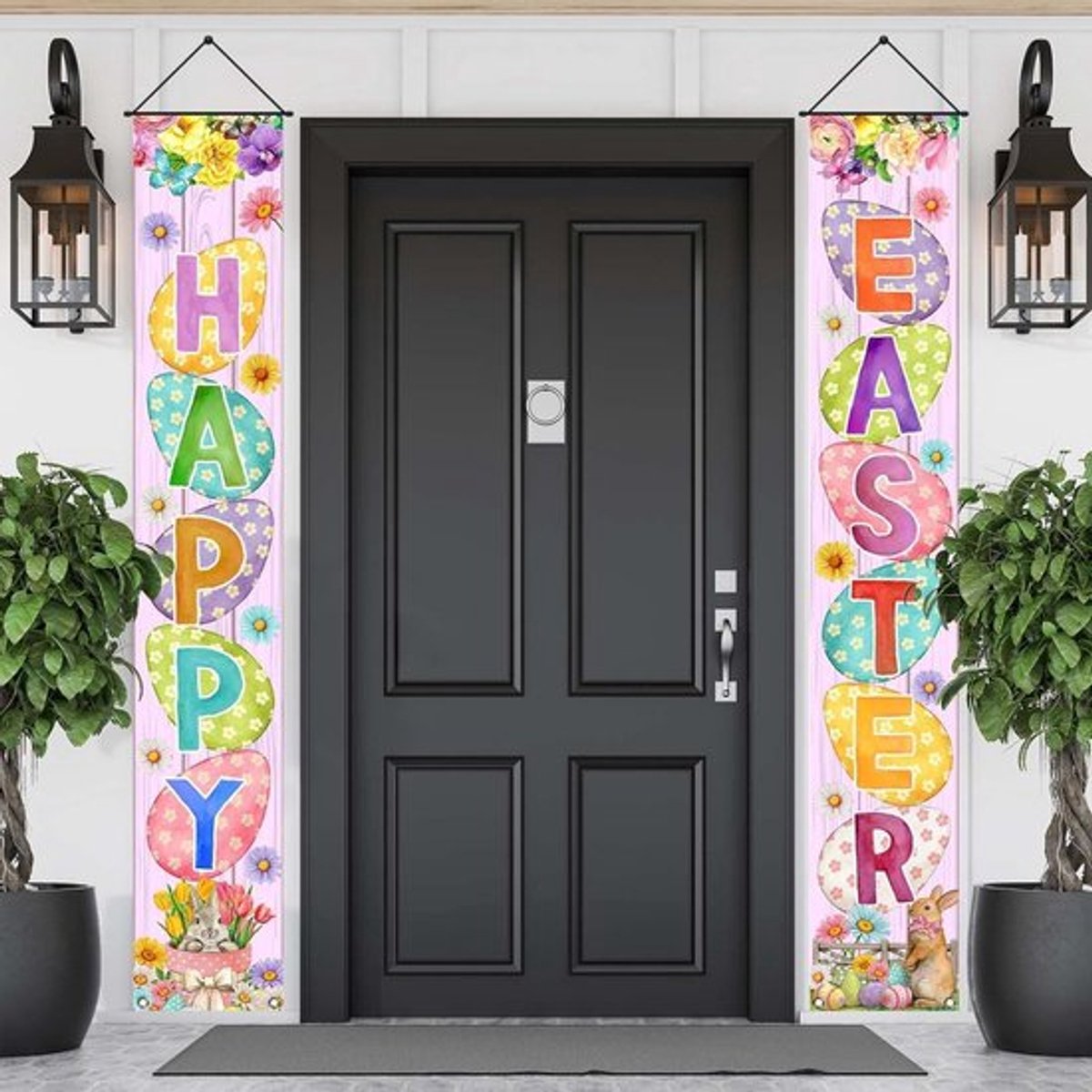 Paasdeurdecoratie Vrolijk Couplet - Paaseieren/Haas - Hangend - Feestelijke Decoratie - Milieuvriendelijk - Herbruikbaar - Paasdecoratie